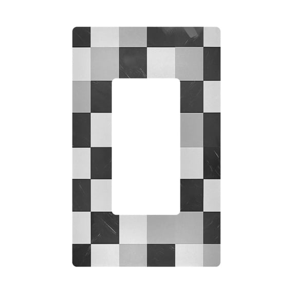 Yayeee Rocker Switch Wall Plate 1-Gang 4.6"x2.9" Home Decorative Outlet Cover, Black and Gray Plaid Pattern