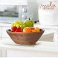thumbnail image 7 of Mela Artisans Wooden Serving Bowls - Medium Burnt | Jasmine Decorative Style | Rustic Kitchen Decor | Mango Wood | Fits Bread, Fruits, Salad or Popcorn | 12” x 4.5” x 11”, 7 of 7