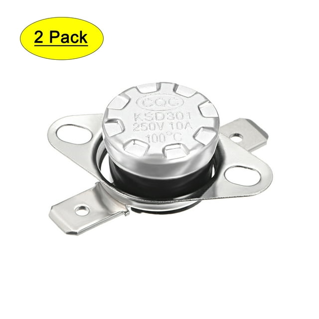 Interruptor de control de temperatura Uxcell Termostato 100°C 10A N.O Pin 6.3mm Paquete de 2