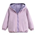 thumbnail image 6 of Miaoju Boys Girls Windbreaker Hooded Jacket Lightweight Packable Rain Coat Soft-Fabric for Comfort, with Pockets, Elastic Cuffs, Purple 3-4 Years, 6 of 9
