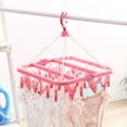 thumbnail image 1 of Laundry Rack, 32 Clips Socks Drying Rack Clothes Dryer Rack Clothes Dryer Drying Rack, For Household Hanger Shower Curtain Rod Clothes Line, 1 of 5