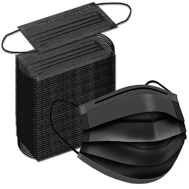50/100 mascarillas desechables, mascarillas negras, protección de filtro de 3 capas