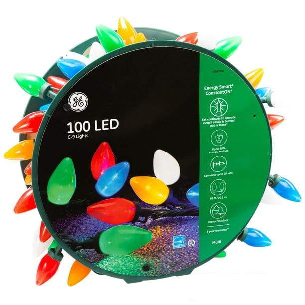 GE Energy Smart 100Count 66ft Constant Warm White Multicolor C9 LED