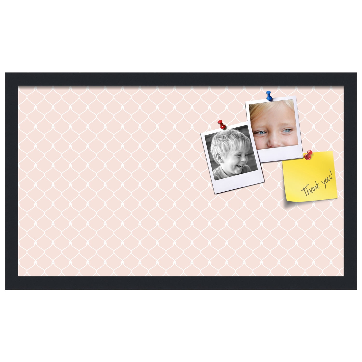 PinPix 24x14 Custom Cork Bulletin Board Baby Pink Chain Poster Board Has a Fabric Style Canvas Finish, Framed in Baby Pink Chain, by ArtToFrames (PinPix-575)