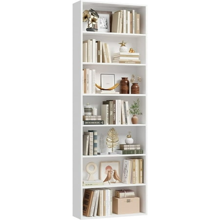 82" Tall Bookshelf, 7-Tier Open Shelves Bookcase, Freestanding Display Storage Shelves, Tall Bookcase Home Decor Furniture for Home Office, Living Room, Bedroom, Bookcase, Tall Bookcase