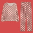 thumbnail image 5 of Polyester Long Sleeve Spandex Pajamas for Women Pink Sleepwear Polka Dot Pajama Set Print Cotton Tops Pants Trouser XXL, 5 of 6