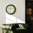 thumbnail image 5 of Geevon 12 IN Retro Wall Clock No Ticking Sound, Wall Clock with Quartz Accents and Vintage Patterns, Battery Operated for Kitchen, Bedroom, Office, Classroom, Living Room Decor (Dark Green), 5 of 9