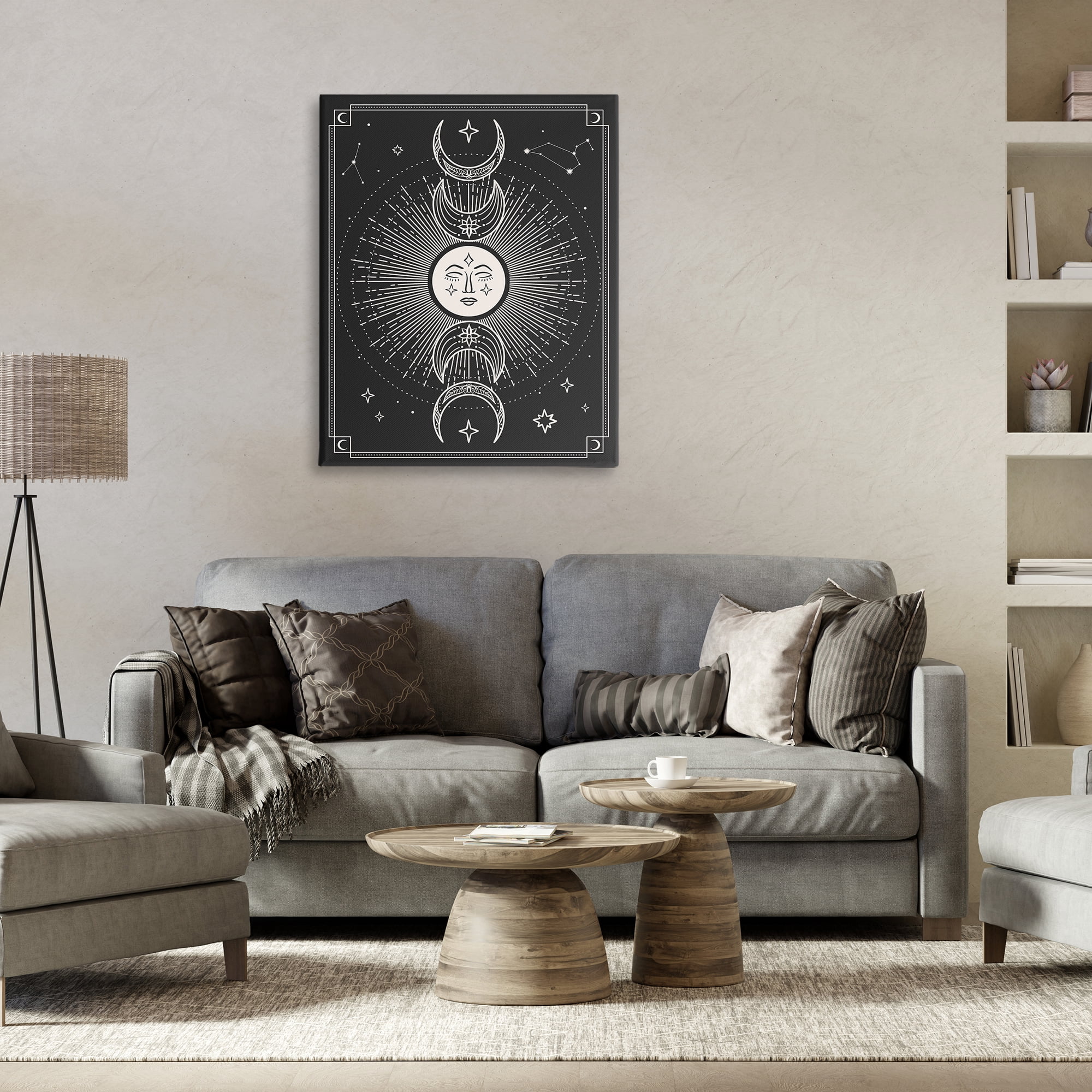 Stupell Industries Moon Cycle Pattern Astrology & Stars Painting Wrapped Canvas Art Print Wall Art, 30 x 40