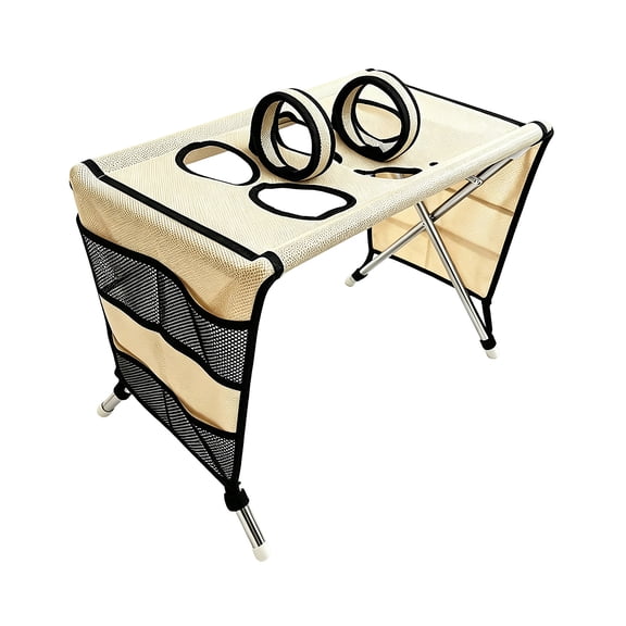 Pet Grooming Station, Stainless Steel Detachable Elevated Dog Bed, Dog Grooming Hammock for Small Breeds, Portable Hammock with Stand, Scratch and Bite Resistant Khaki Pet Care