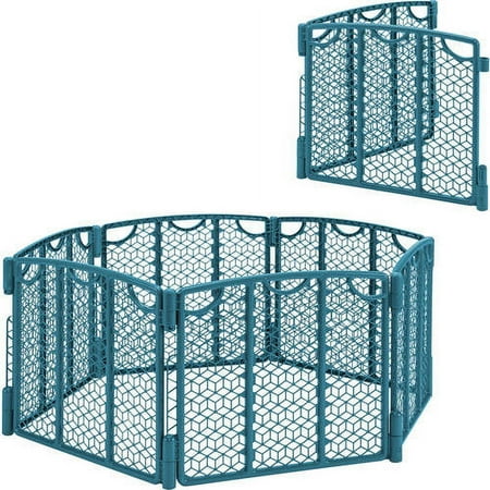 Evenflo Versatile Play Space Gate, Teal & 2-Panel Extension Value Bundle