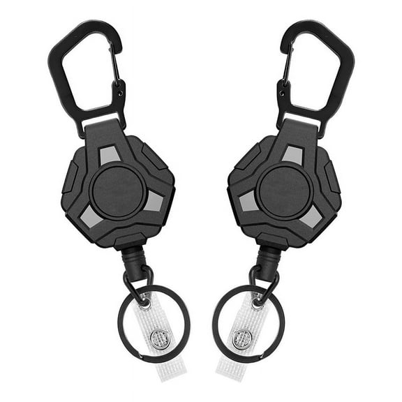 4 Pack Retractable Keychain Heavy Duty, Badge Reels Retractable, Badge Holder with Carabiner, 31.8Inch Coated Steel Cord