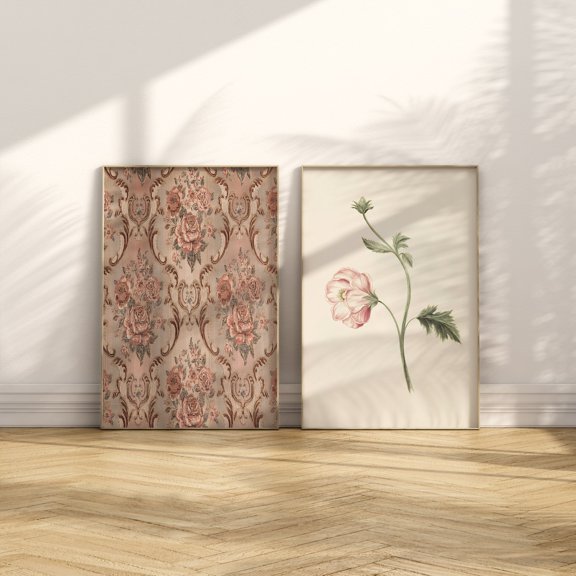 Vintage Rose Tapestry Chic Floral Nursery Decorative Interior Wall Art Poster