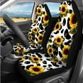 thumbnail image 2 of KUIFORTI Sunflower Cow Print Auto Seat Covers 14 Pack with Car Steering Wheel Cover Auto Center Console Pad Auto Seat Belt Cover Car Headrest Covers for Cars Sedans and SUVs, 2 of 7