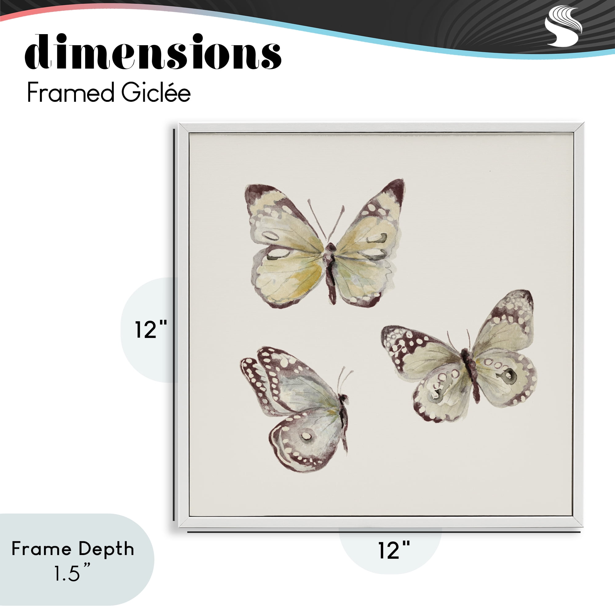 Stupell Industries Delicate Butterflies on Beige White Framed Giclee Art, design by Patricia Pinto
