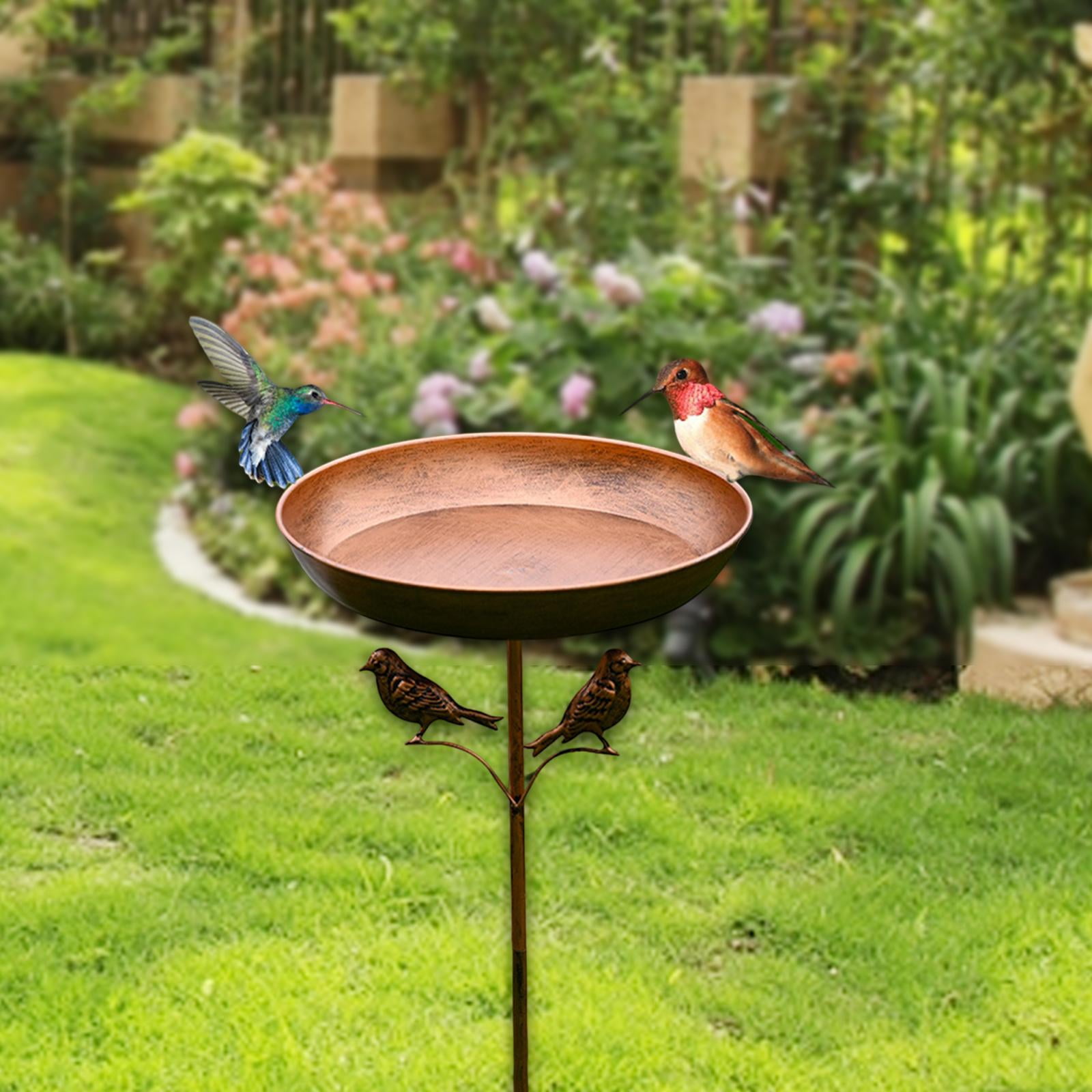 koolsoo Bird Bath Bowl Feeder Bowl Metal Iron Pedestal Decoration Vintage Design Birdfeeder Freestanding Birdbath for Patio Yard Lawn