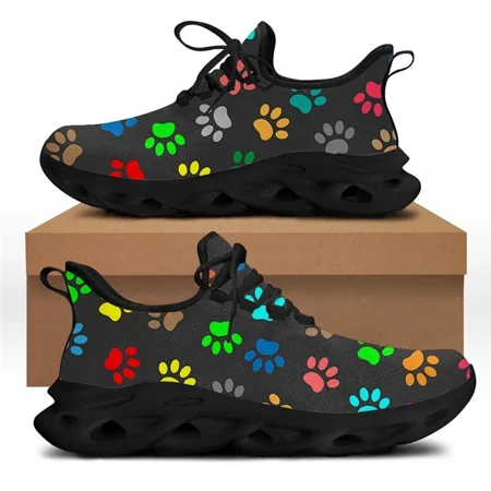 

HOMDOW Casual Vet Shoes for Women Veterinary Animal Paw Brand Design Female Lightweight Flat Sneakers Lace Up Footwear 2022