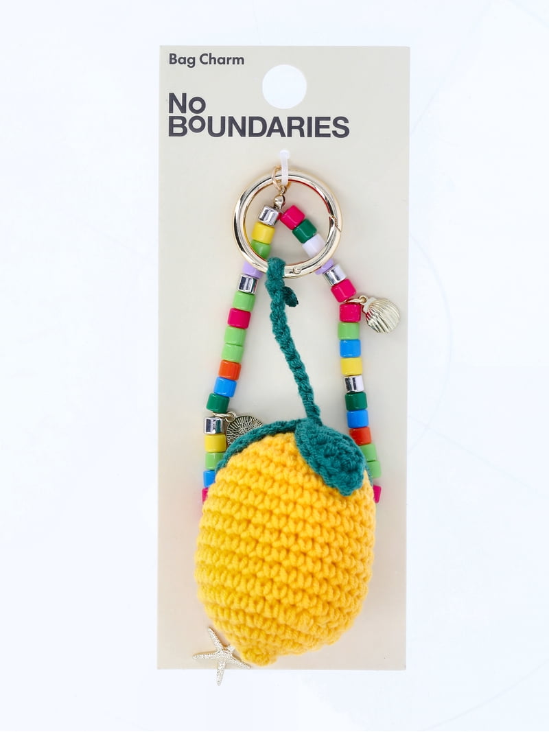 No Boundaries Women's Festival Bag Charm, Yellow Crochet Lemon