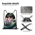 thumbnail image 4 of Saiise Snake Holding A Lotus Pattern Sports Drawstring Backpack - String Swim Gym Bag with Wet Proof Pocket for Women&Men-Small, 4 of 6