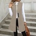 thumbnail image 6 of FNFHFY Womens Tweed Vest Open Front Office Cardigan Vests Business Blazer Jacket with Pockets Dressy Long Waistcoat, 6 of 9