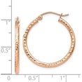 thumbnail image 4 of 14k Rose Gold Diamond-cut Polished Hoop Earrings - 25mm, 4 of 6