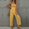thumbnail image 3 of SELONE One Piece Jumpsuits for Women Casual Short Fancy Summer Bandage Long Pant Tube Top Ladies Travel Comfortable 2023 Vacation Fancy Jumpsuits for Women Jumpers and Rompers Casual Printing Yellow S, 3 of 6