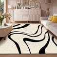 thumbnail image 2 of Multicolor Modern Abstract Wavy Swirl Curve Area Rug - Black and White, 2 of 9