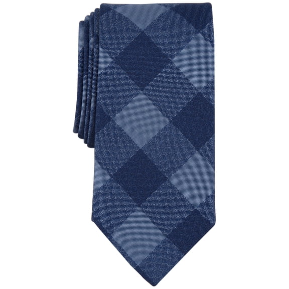 Michael Kors Men's Maysen Check Tie Navy Blue One Size Necktie