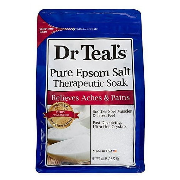 Dr Teal's Pure Epsom Salt Therapeutic Soaking Solution, Unscented 96 oz (Pack of 2)