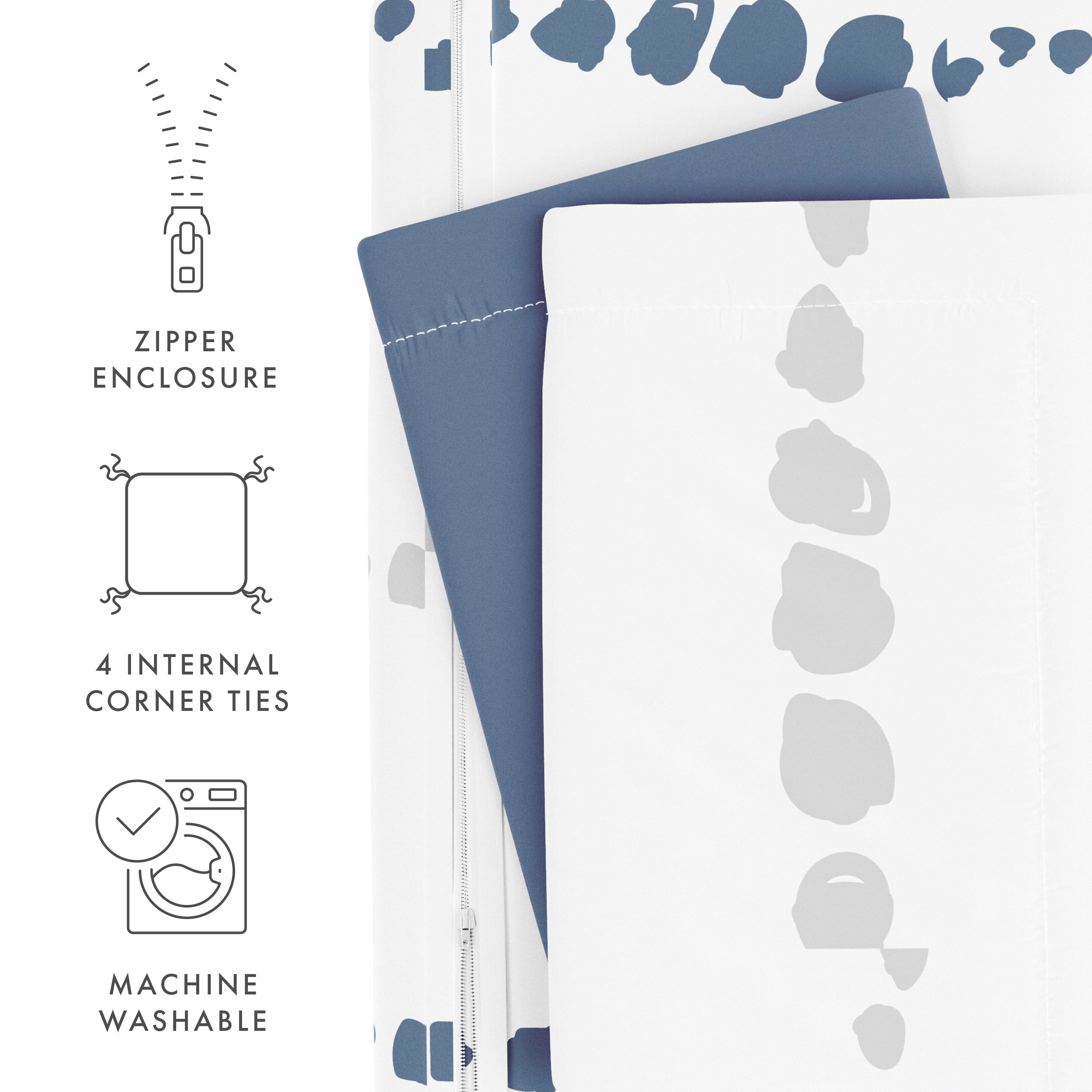 Noble Linens Blue Reversible Urban Vibe Print 3-Piece Duvet Cover Set, King/CalKing