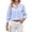 Blue -AK13, variant on Women's Striped Button Down Shirts Long Sleeve Smocked Cuffed Ruffle Collar Blouses Spring Work Business Casual Tops Black L
