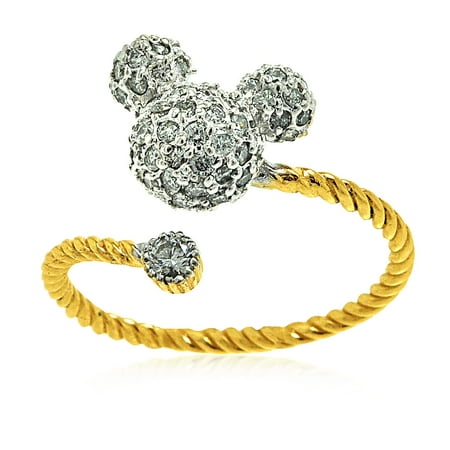Diamond Mickey Mouse - 14K White and Yellow Gold Diamond Mickey Mouse Ring