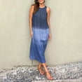 thumbnail image 1 of WILLBEST Maxi Vestidos de Mujer Vestido Largo Informal de Lino sin Mangas con Abertura y Degradado Teñido Anudado para Mujer Mediana, 1 of 3