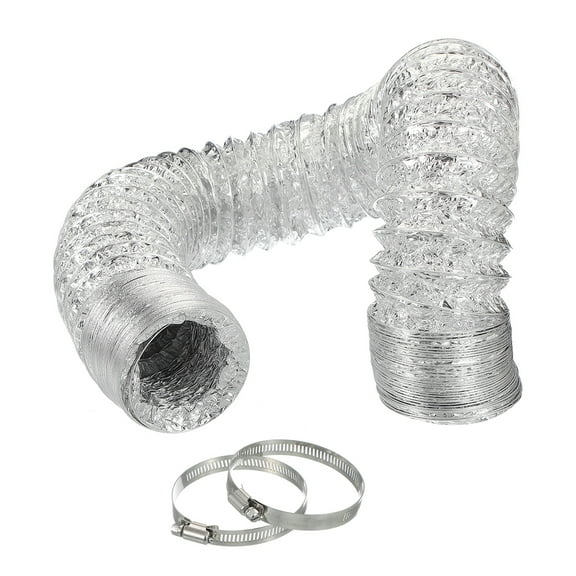 Uxcell 10Ft Dryer Vent Hose 3" Dia. Flexible Aluminum Ducting 2 Clamps Included, Silver