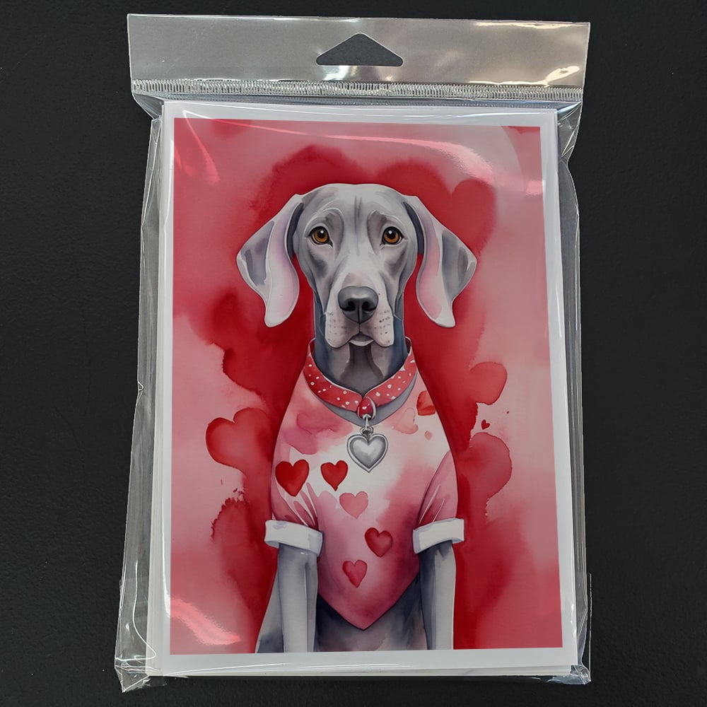 Weimaraner My Valentine Greeting Cards Pack of 8 7 in x 5 in