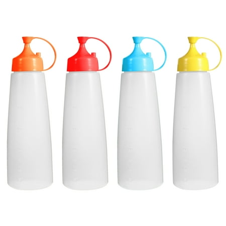 

4Pcs 500ML Durable Sauce Salad Dressing Bottles Plastic Honey Squeeze Bottles