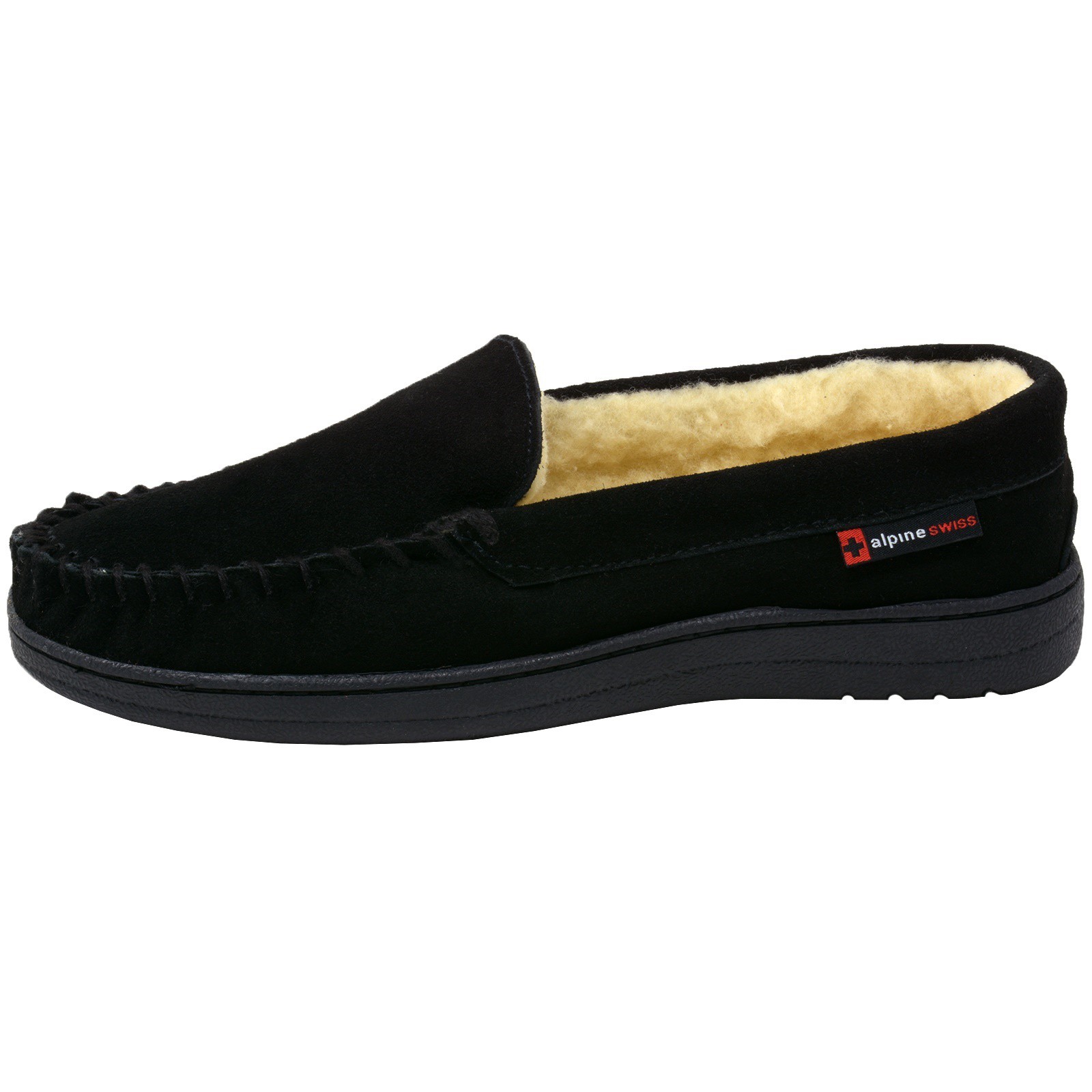Alpine Swiss Yukon Mens Suede Shearling Moccasin Slippers Moc Toe Slip On Shoes - image 5 of 7