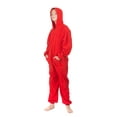 thumbnail image 3 of Hoodie Jumpsuit Pajamas for Boys and Girls, Red Fleece, Unisex, Kangaroo Pockets, Sizes 12, 3 of 7