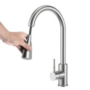 Kitchen Sink Faucet, Kitchen Faucet Stainless Steel with Pull Down Sprayer Brushed Nickel Commercial Modern High arc Single Handle Single Hole Pull Out Kitchen Faucets for Bar Laundry rv Utility Sink