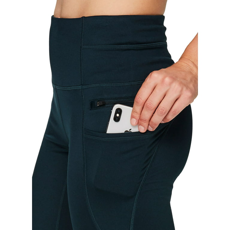 RBX Active Women's Full Length Fleece Lined Legging with Zipper Pockets 