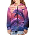 thumbnail image 5 of chaqlin Dolphin Hoodies for Girls 6-7 Trendy Y2K Zip Up Hoodie Sweatshirt Casual Long Sleeve Hooded Jackets Kids Sweater Top with Kangaroo Pocket Fall/Winter Fashion Clothing, 5 of 7