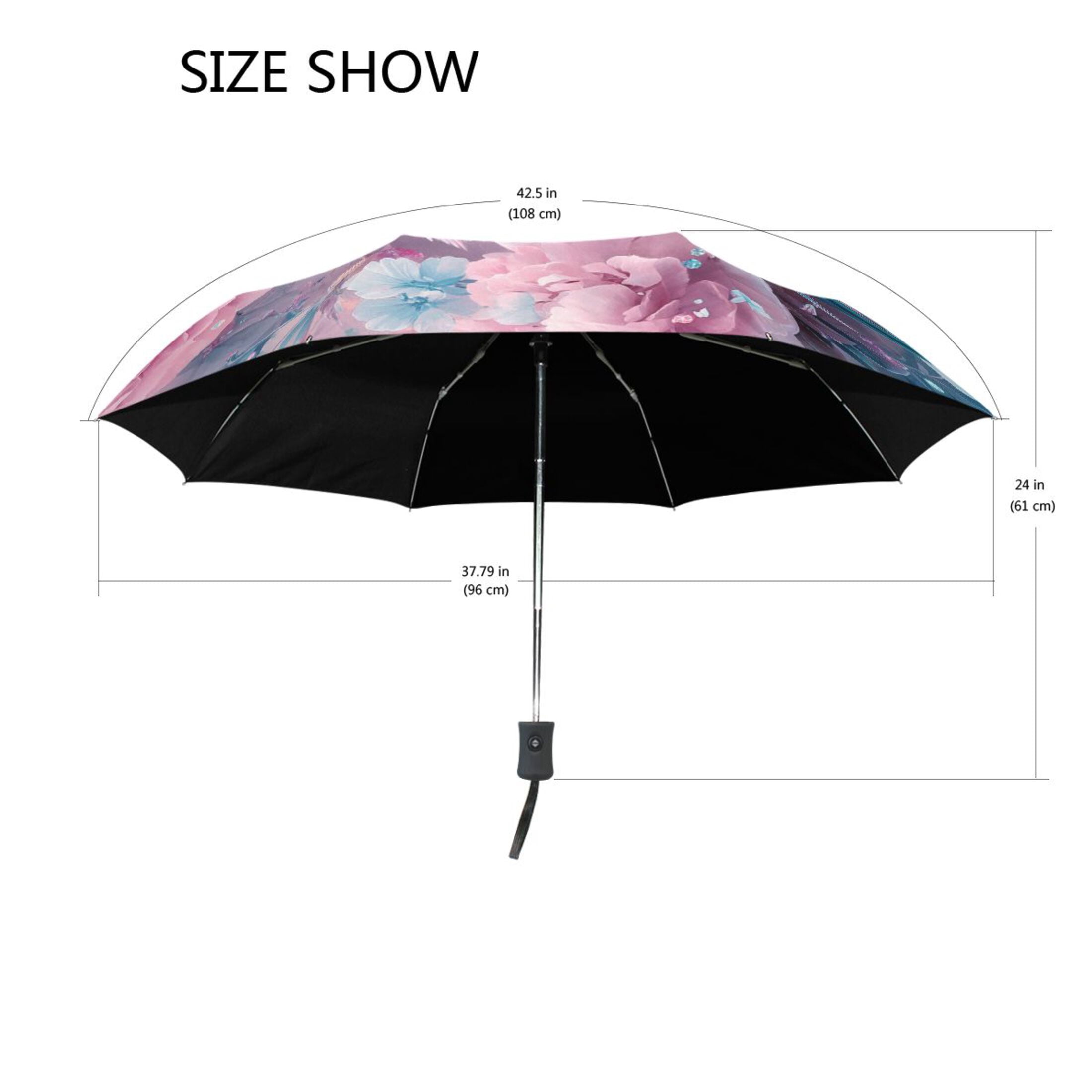 YAZAOO One-Touch Auto Open Close Rain Umbrella With Creative Birds Flowers Butterflies Pattern