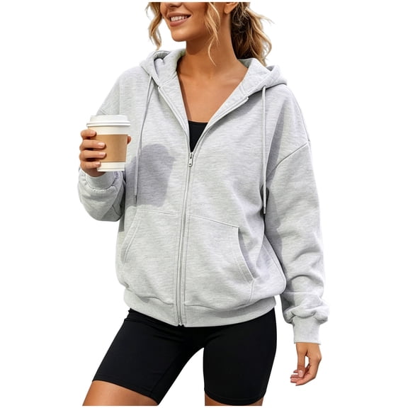 PFRNLF Zip Up Hoodies for Women Casual Soft Long Sleeve Hooded Sweatshirts with Pockets