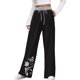 thumbnail image 4 of Pantalones de yoga estampados con cordón de pierna ancha y cintura elástica alta informal para mujer Pompotops  ulkah938617, 4 of 5