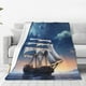 thumbnail image 1 of Balery Moonlit Night Sea Sailboat Manta de Felpa Suave y Acogedora – Cobija de Franela Aterciopelada para Cama, Lavable y Cálida para Sofá, Mascotas, Transpirable-60"x50", 1 of 7