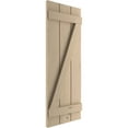 thumbnail image 3 of Ekena Millwork 16 1/2"W x 58"H Rustic Three Board Joined Board-n-Batten Knotty Pine Faux Wood Shutters w/Z-Board (Per Pair), Primed Tan, 3 of 10