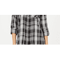 thumbnail image 3 of Style & Co Women's Petite Cotton Tab-Sleeve Plaid Shirt Black Size Petite Medium, 3 of 3