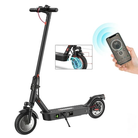 iscooter i9MAX Electric Scooter Adult, 500W Motor, 10" Solid Tires, 21.7 Miles Long Range, 18.6 mph Folding Commuter Electric Scooter for Adults,Front (Ultra Double) Suspension and Dual Braking