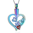 thumbnail image 2 of Personalize Heart in Heart with Birthstone Mom Memory Necklace Cremation Urn Pendant Cremation Jewelry for Ashes Keepsake Memorial Jewelry, 2 of 7