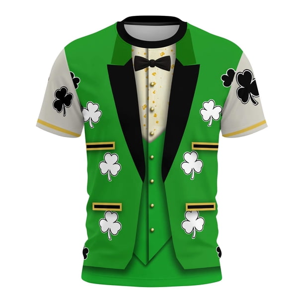 Xuyuer Women's Saint Patrick's Day Printed Round Neck Solid Color Short Sleeve Casual Loose Top