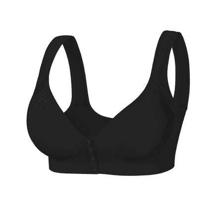Fulorrnie Bras for Women Plus Size Wirefree Supportive Comfort Front Closure Longline Soft Cup Bralette Bra  Black .H  46